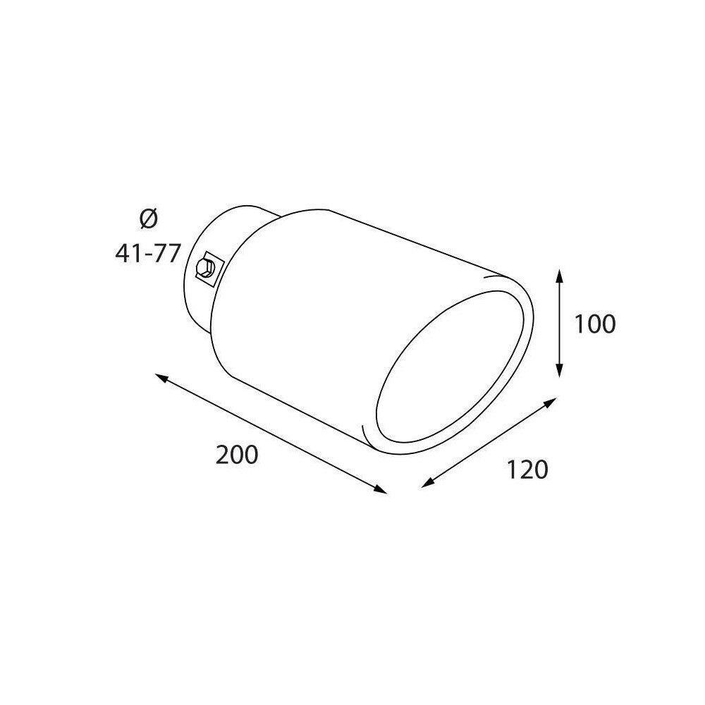Ακρο (μπουκα) Εξατμισης Οβαλ TS-78 41>77MM (μηκος: 200MM / Φαρδος: 120MM ) LAMPA - 1 Tem. - Thumbnail 4
