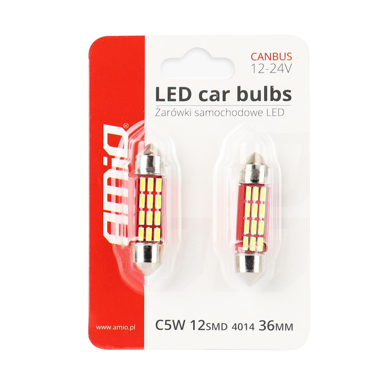 AMIO – Λαμπάκια Πλαφονιέρας LED 36MM C5W C10W 12/24V 2W 5600K 12XSMD 4014 Canbus Για Καθαρό Φωτισμό Εσωτερικού – Σετ 2 Τεμ. (01632/AM) - Thumbnail 3