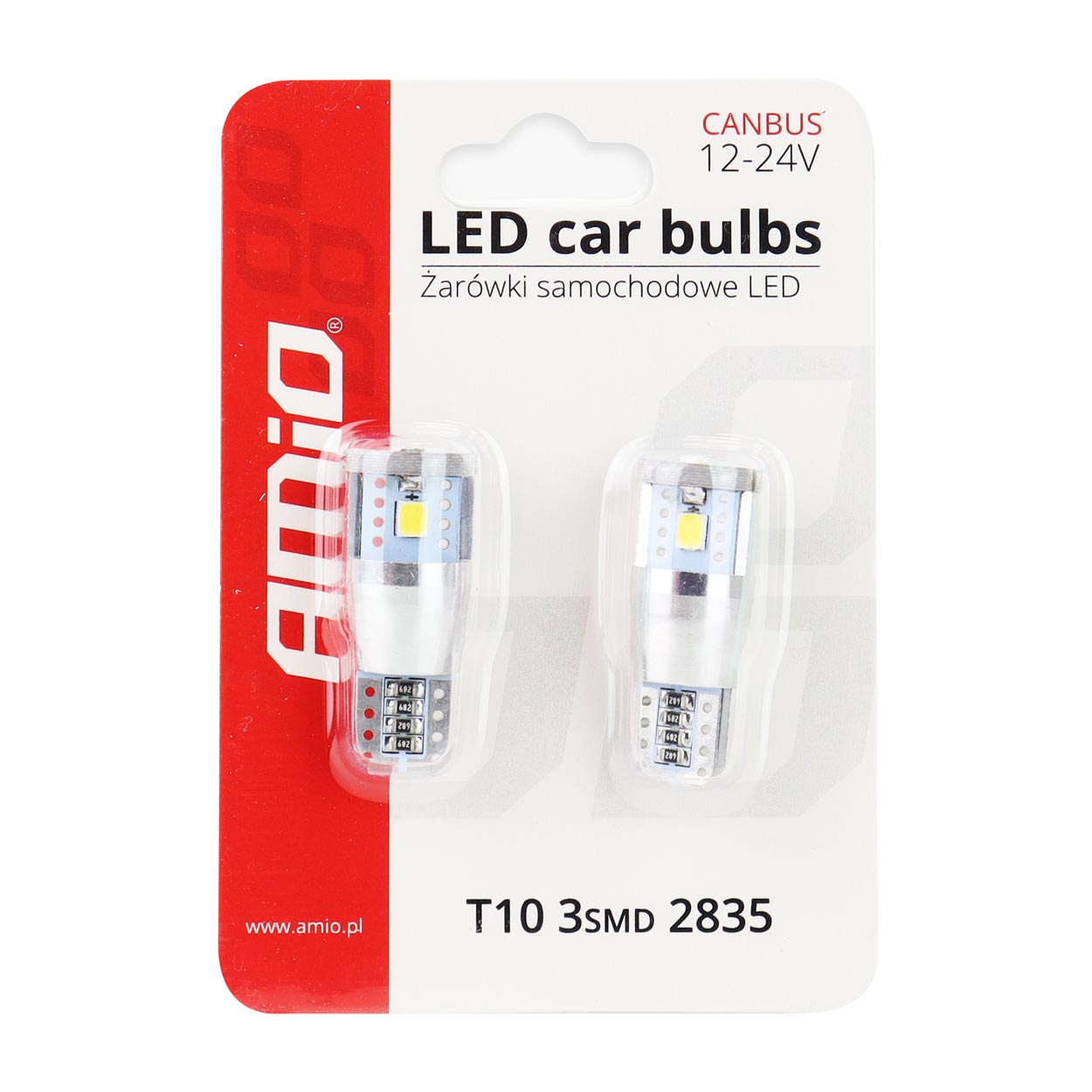 AMIO – Λαμπάκια LED T10 W5W 12/24V 2.4W 5600K 3XSMD 2835 Canbus Καρφωτά Για Ισχυρό Λευκό Φωτισμό Χωρίς Σφάλματα – Σετ 2 Τεμ. (01637/AM) - Thumbnail 5