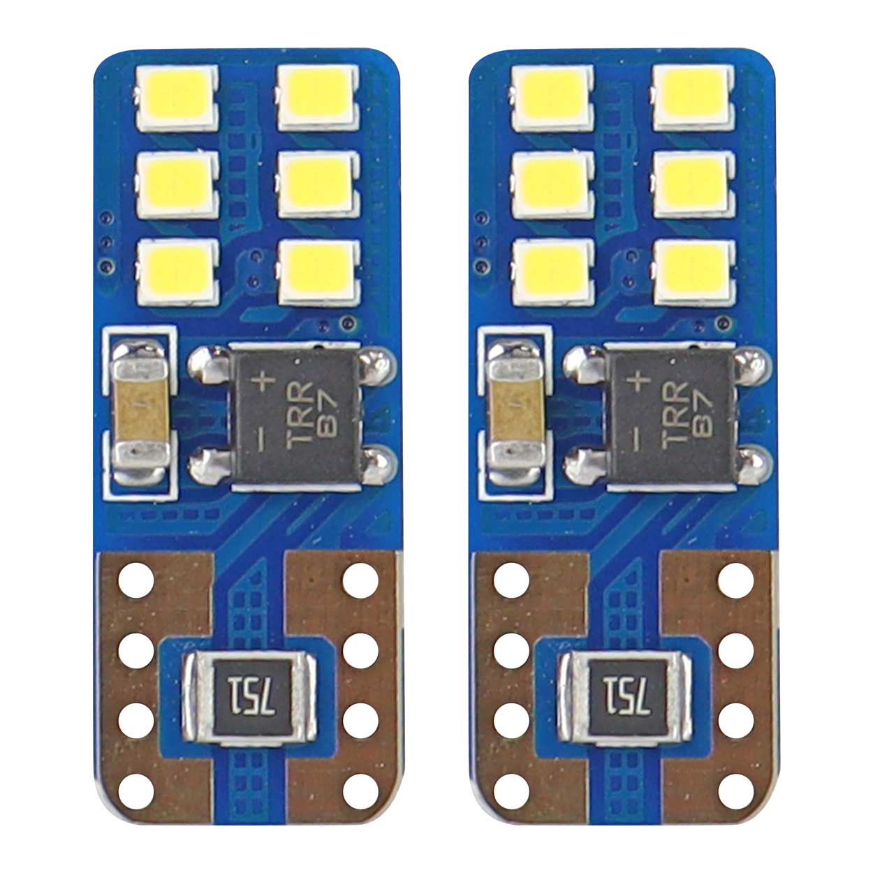 Amio – Λαμπάκια LED T10 W5W 12/24V 2W 5600K 12xSMD 2016 CANBUS Καρφωτά για Ισχυρό Λευκό Φωτισμό χωρίς Σφάλματα – Σετ 2 Τεμ. (01638/AM)