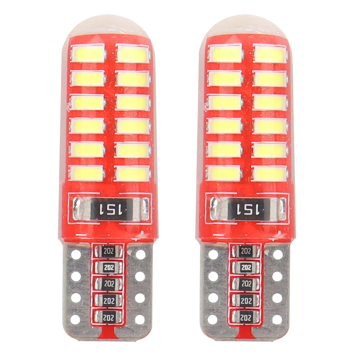 Amio – LED CANBUS T10 W5W 12V W2.1x9.5d 5600K 24xSMD 3014 Σιλικόνης Καρφωτό Λευκό για Φώτα Θέσης & Εσωτερικού Αυτοκινήτου – 2 Τεμ. (01444/AM)