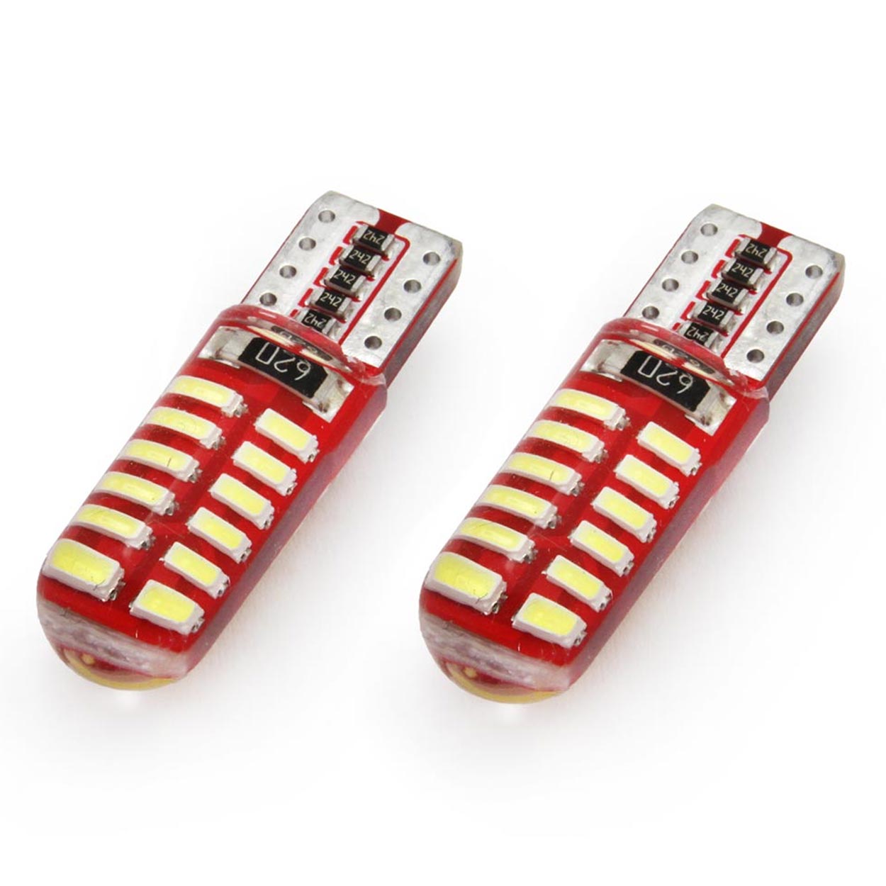 AMIO – LED Canbus T10 W5W 12V W2.1X9.5D 5600K 24XSMD 3014 Σιλικόνης Καρφωτό Λευκό Για Φώτα Θέσης & Εσωτερικού Αυτοκινήτου – 2 Τεμ. (01444/AM) - Thumbnail 4