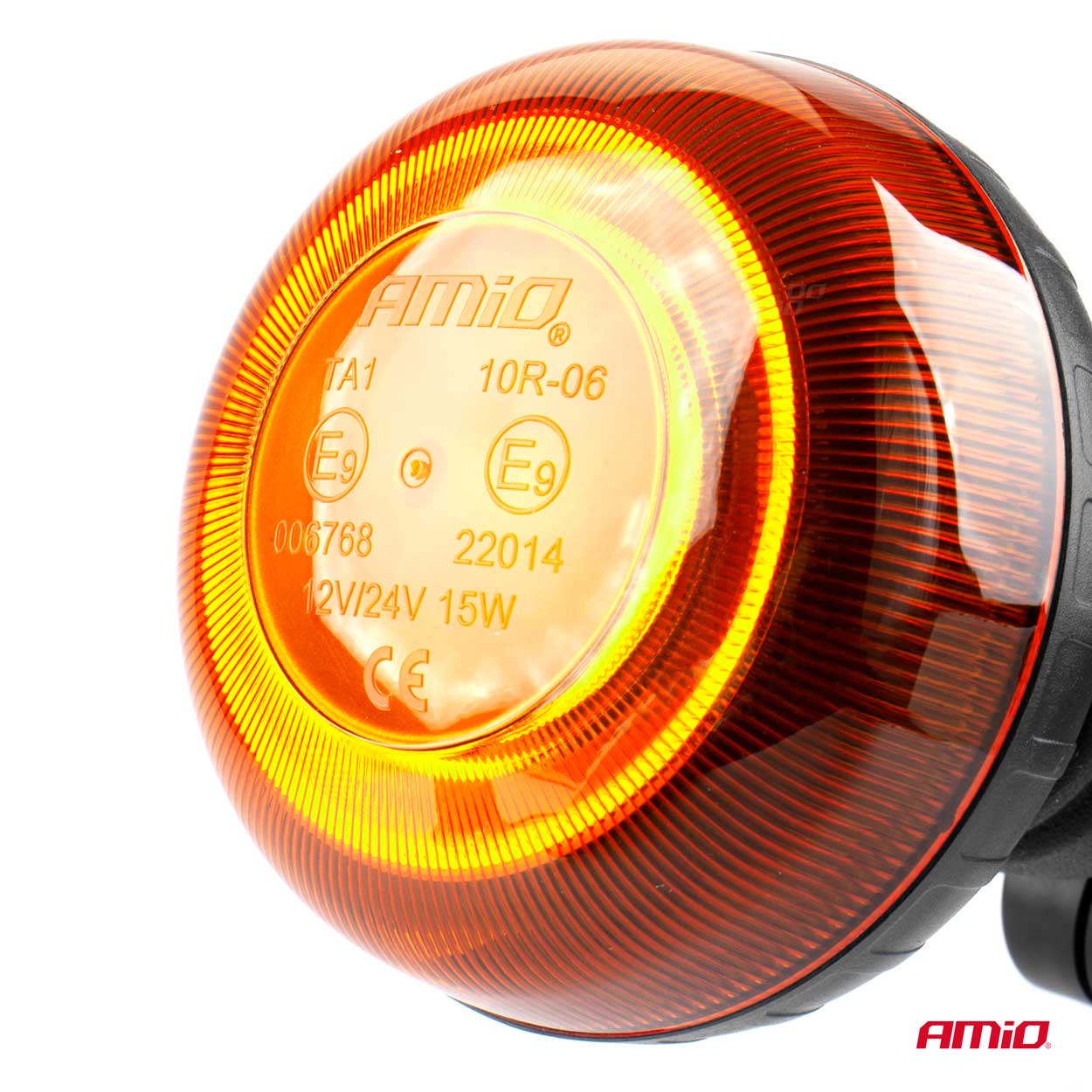 AMIO - Φαρος Περιστρεφομενος LED Mini 12/24V 18SMD Ελαστικος Βιδωτος Πορτοκαλι 138X86MM -1 Τεμ. (02921/AM) - Thumbnail 2