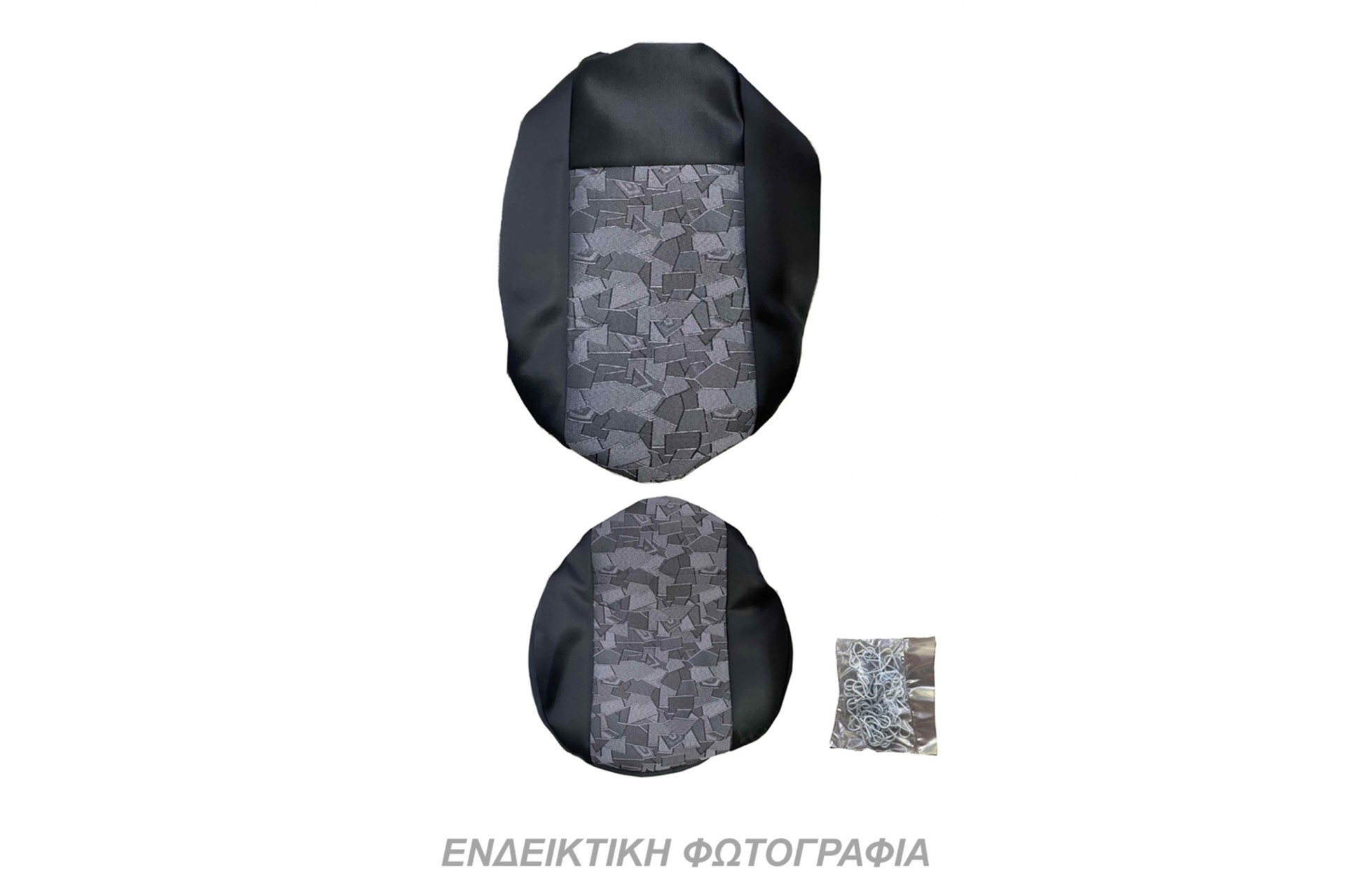 Ημικαλυμματα Μπροστα Καθισματων Μαυρο/μπλε Μοτιβο (velcro Στα Προσκεφαλα) - 2 Τεμ. - Thumbnail 4