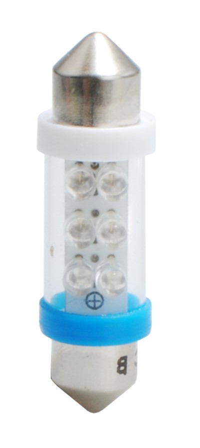 ΛΑΜΠΑΚΙΑ ΠΛΑΦΟΝΙΕΡΑΣ C5W/C10W 12V 0,37W SV8,5 36mm LED 6xFlux 3mm ΜΠΛΕ M-TECH - 1 ΤΕΜ.