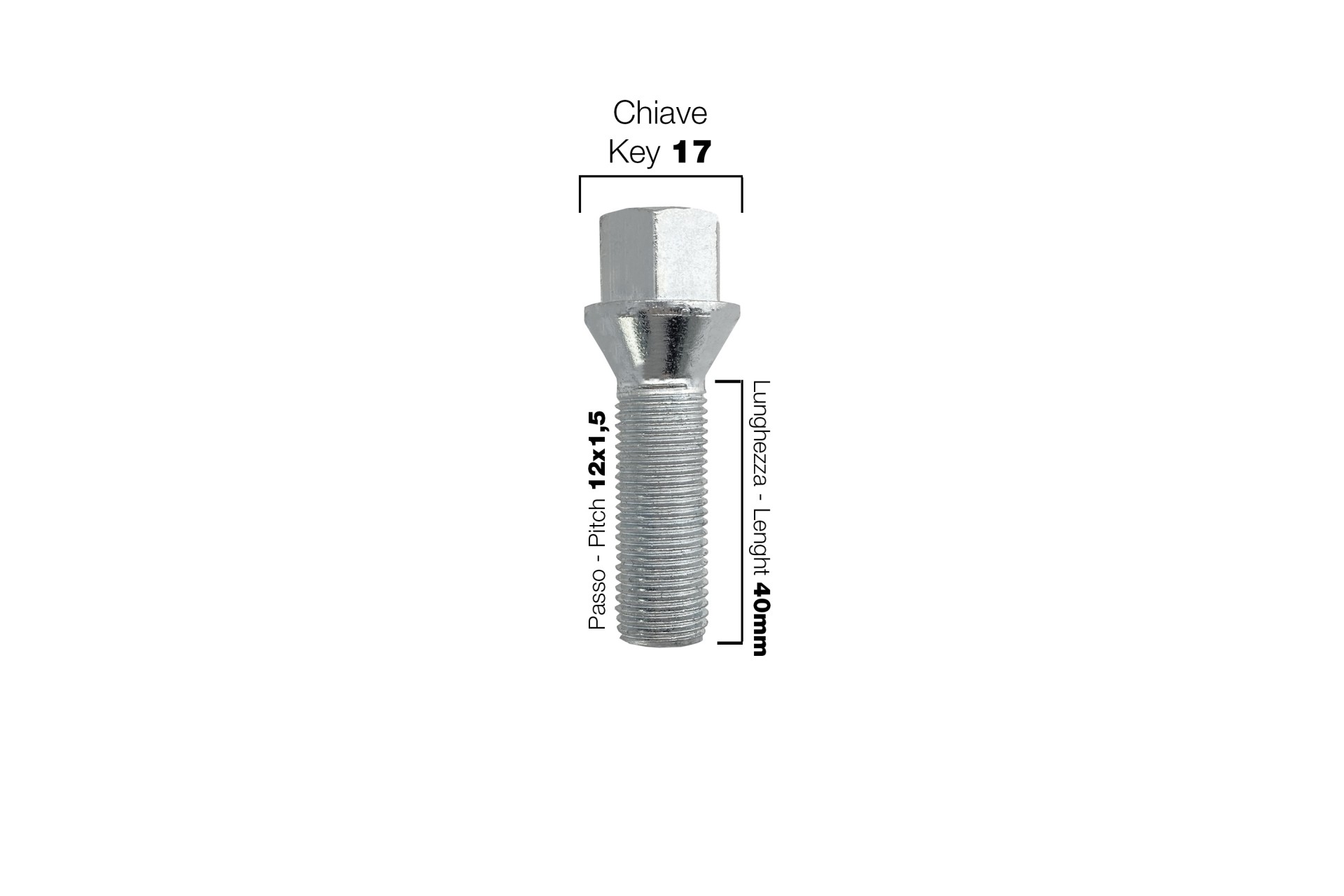 Μπουλονια Κωνικα 14X1.5 40MM 10τμχ (17) - Thumbnail 2