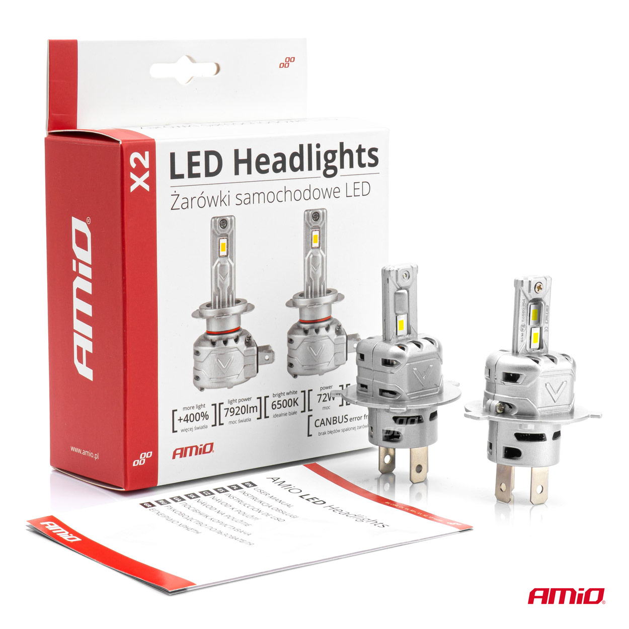 AMIO - Λαμπες LED H4 10-16V 72W 6.500K 7920LM Canbus (ανεμιστηρακι) X2 Series - 2τεμ. (02972/AM) - Thumbnail 5
