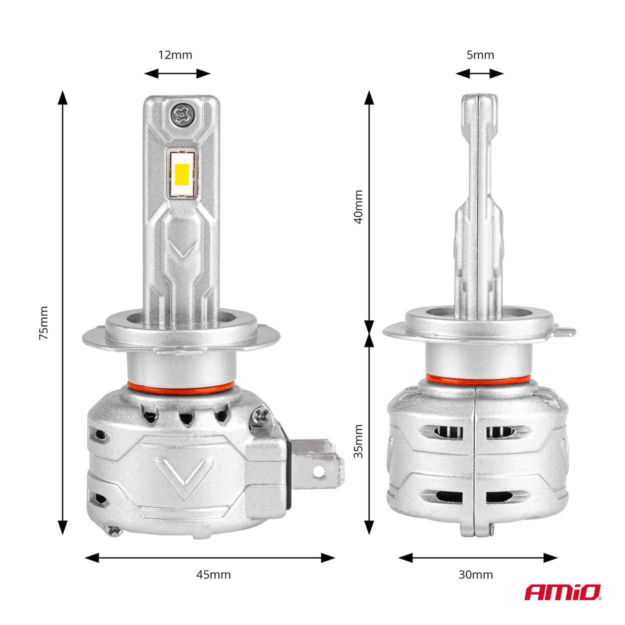 AMIO - Λαμπες LED H7/H18 10-16V 72W 6.500K 7920LM Canbus (ανεμιστηρακι) X2 Series - 2τεμ. (02973/AM) - Thumbnail 3