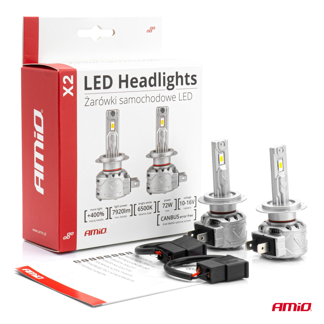 AMIO - Λαμπες LED H7/H18 10-16V 72W 6.500K 7920LM Canbus (ανεμιστηρακι) X2 Series - 2τεμ. (02973/AM) - Thumbnail 6