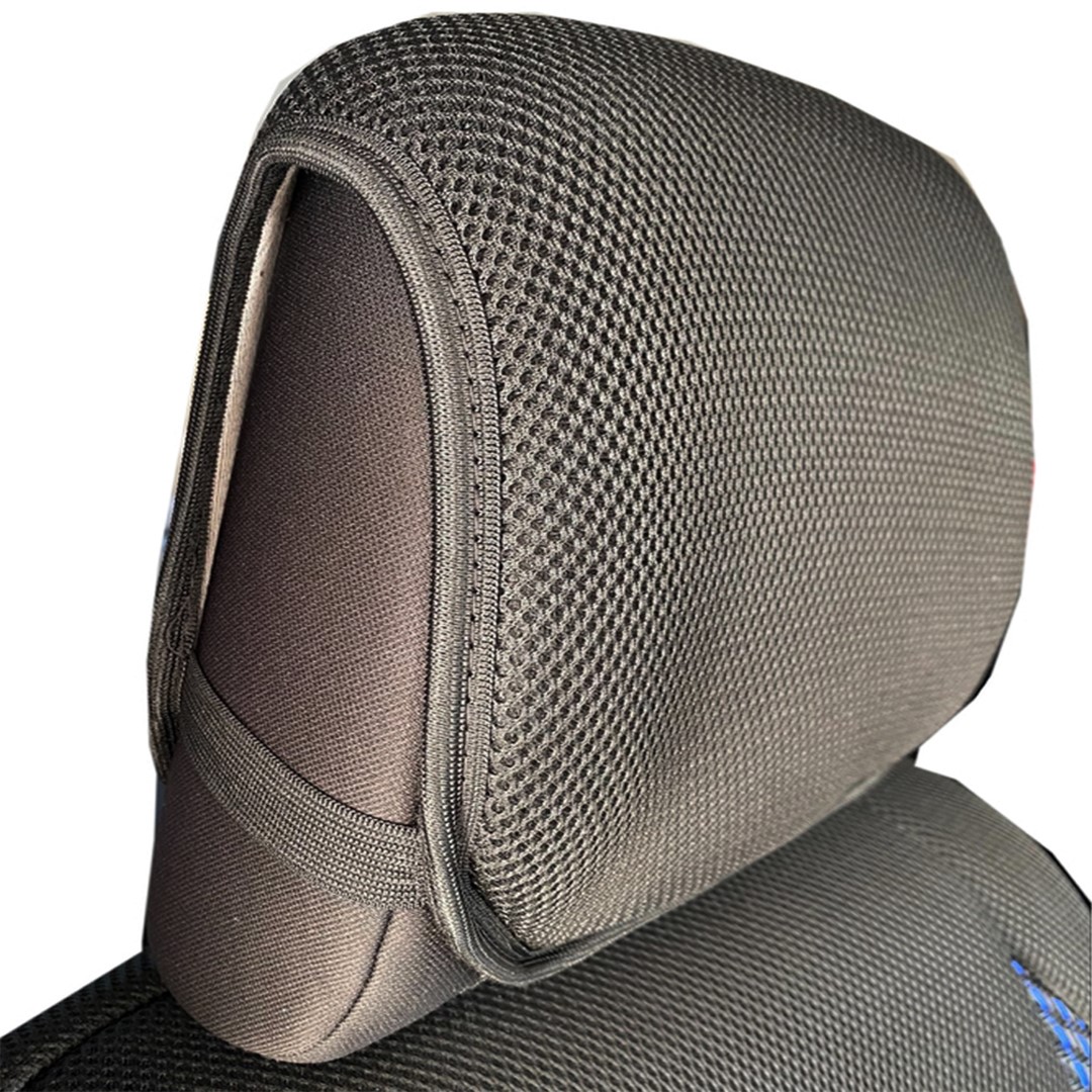 Ημικαλυμματα Καθισματων Bucket Recaro Μαυρο/μπλε Υφασμα + 100% Ψαθα (χορτο) Με Προσκεφαλα - 2 Τεμ. - Thumbnail 2
