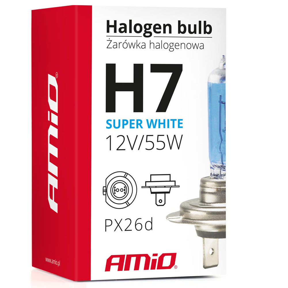 AMIO - Λάμπα Τύπου H7 Αλογόνου Τάση Λειτουργίας 12V Απόδοση 55W Τύπος Βάσης PX26D Super White Για Φώτα Αυτοκινήτου – 1 Τεμ. (01157/AM) - Thumbnail 4
