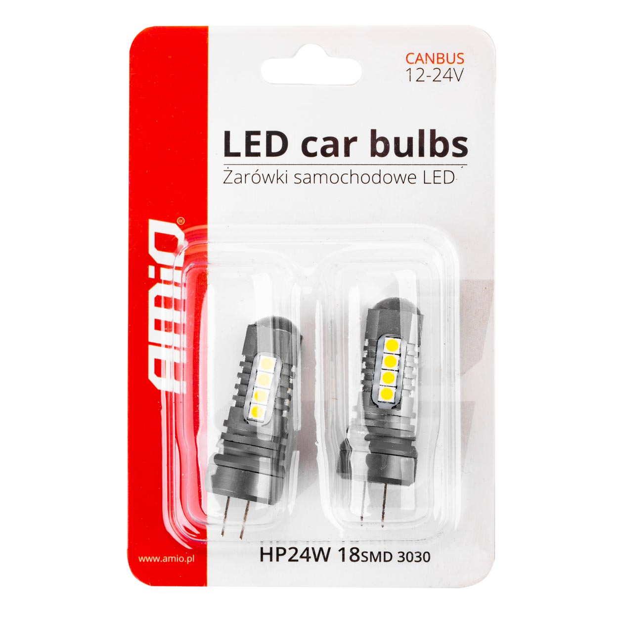 AMIO - Λαμπακια HP24W 12/24V 18XSMD 3030 LED Λευκα Can-bus - 2 Tem. (02803/AM) - Thumbnail 3