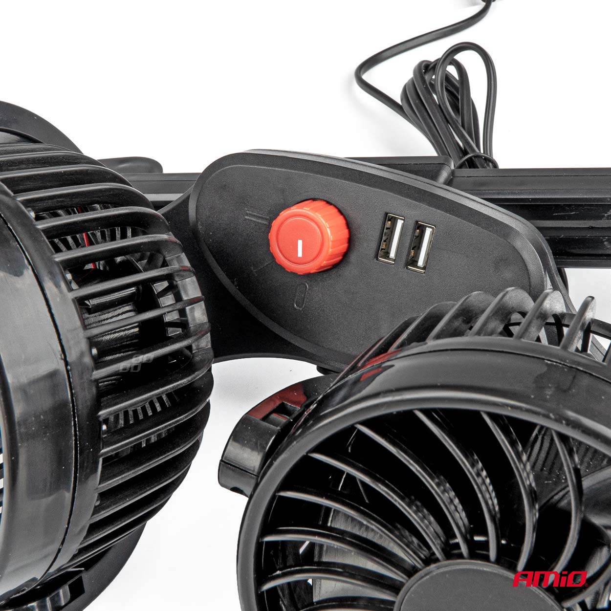 AMIO - Ανεμιστηρας Διπλος 12V 2Χ4''(10,8CM) Με Φις Αναπτηρα/2 Usb 5V & Στηριξη Στο Προσκεφαλο - 1 Tem. (03009/AM) - Thumbnail 3