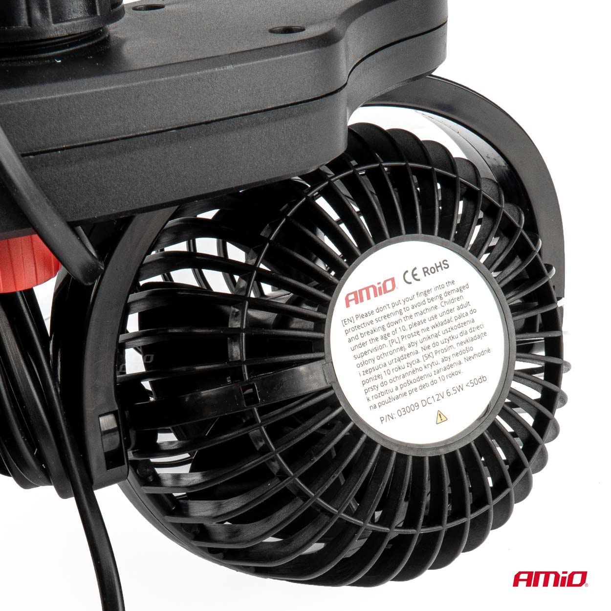 AMIO - Ανεμιστηρας Διπλος 12V 2Χ4''(10,8CM) Με Φις Αναπτηρα/2 Usb 5V & Στηριξη Στο Προσκεφαλο - 1 Tem. (03009/AM) - Thumbnail 5