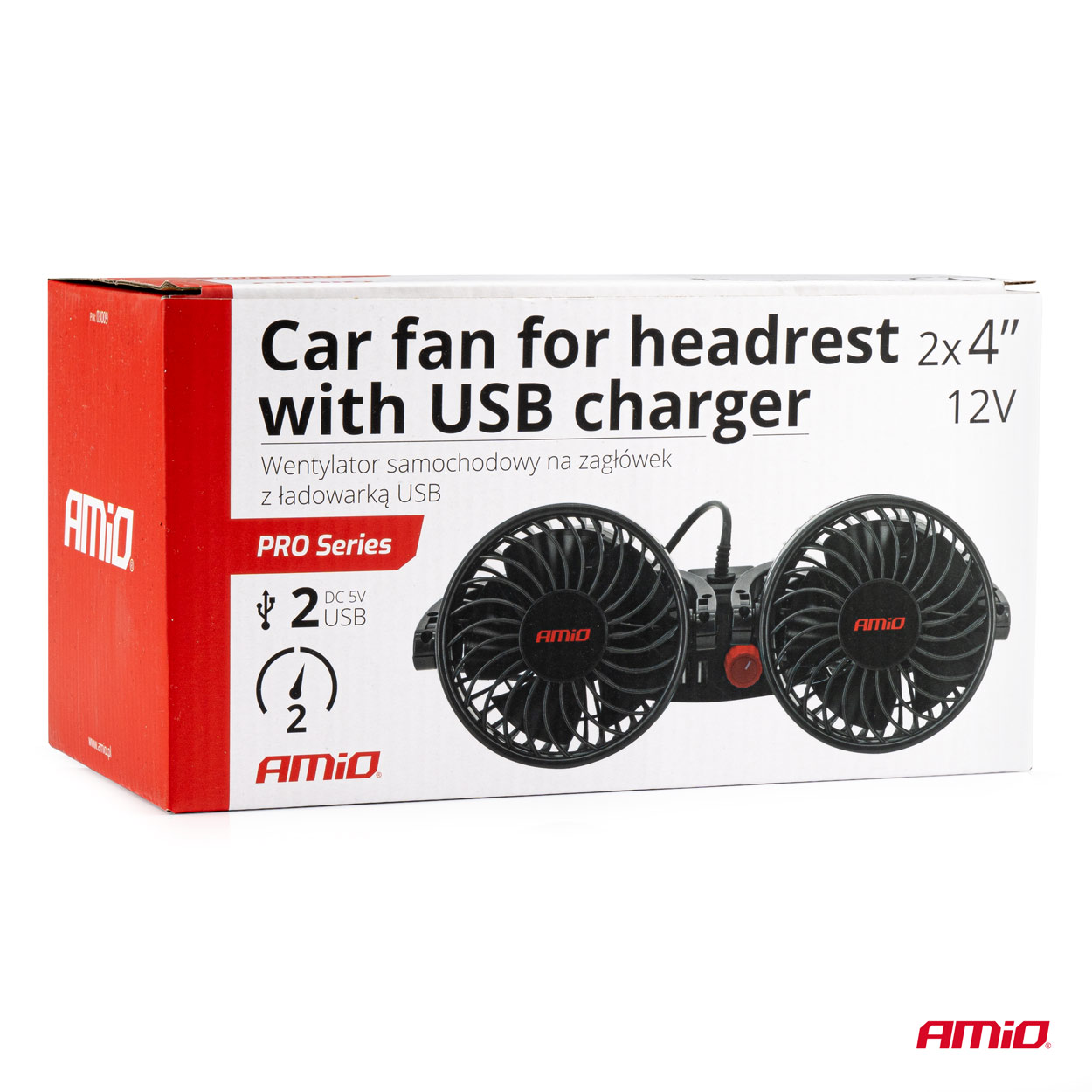 AMIO - Ανεμιστηρας Διπλος 12V 2Χ4''(10,8CM) Με Φις Αναπτηρα/2 Usb 5V & Στηριξη Στο Προσκεφαλο - 1 Tem. (03009/AM) - Thumbnail 7