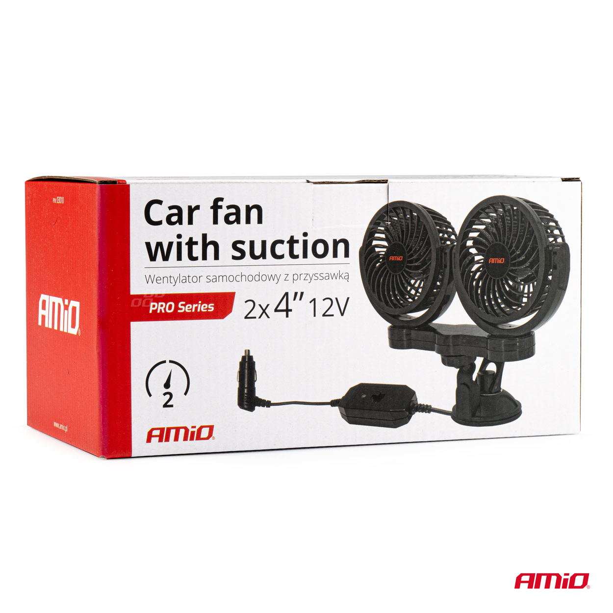 AMIO - Ανεμιστηρας Διπλος 12V 2Χ4''(10,8CM) Με Φις Αναπτηρα/2 Ταχυτητων/ Με Βεντουζα Pro Series - 1 Tem. (03010/AM) - Thumbnail 7