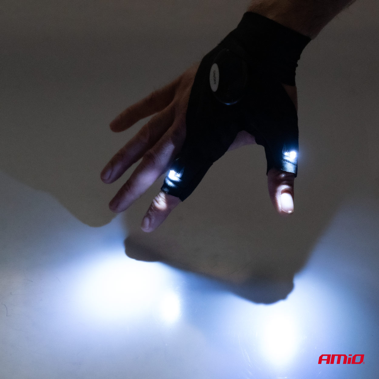 AMIO - Γαντια Χειρος Για 2 Δαχτυλα Με 2 LED Ελαστικα Αδιαβροχα Σε Μαυρο Χρωμα - 2 Tem. (03107/AM) - Thumbnail 2