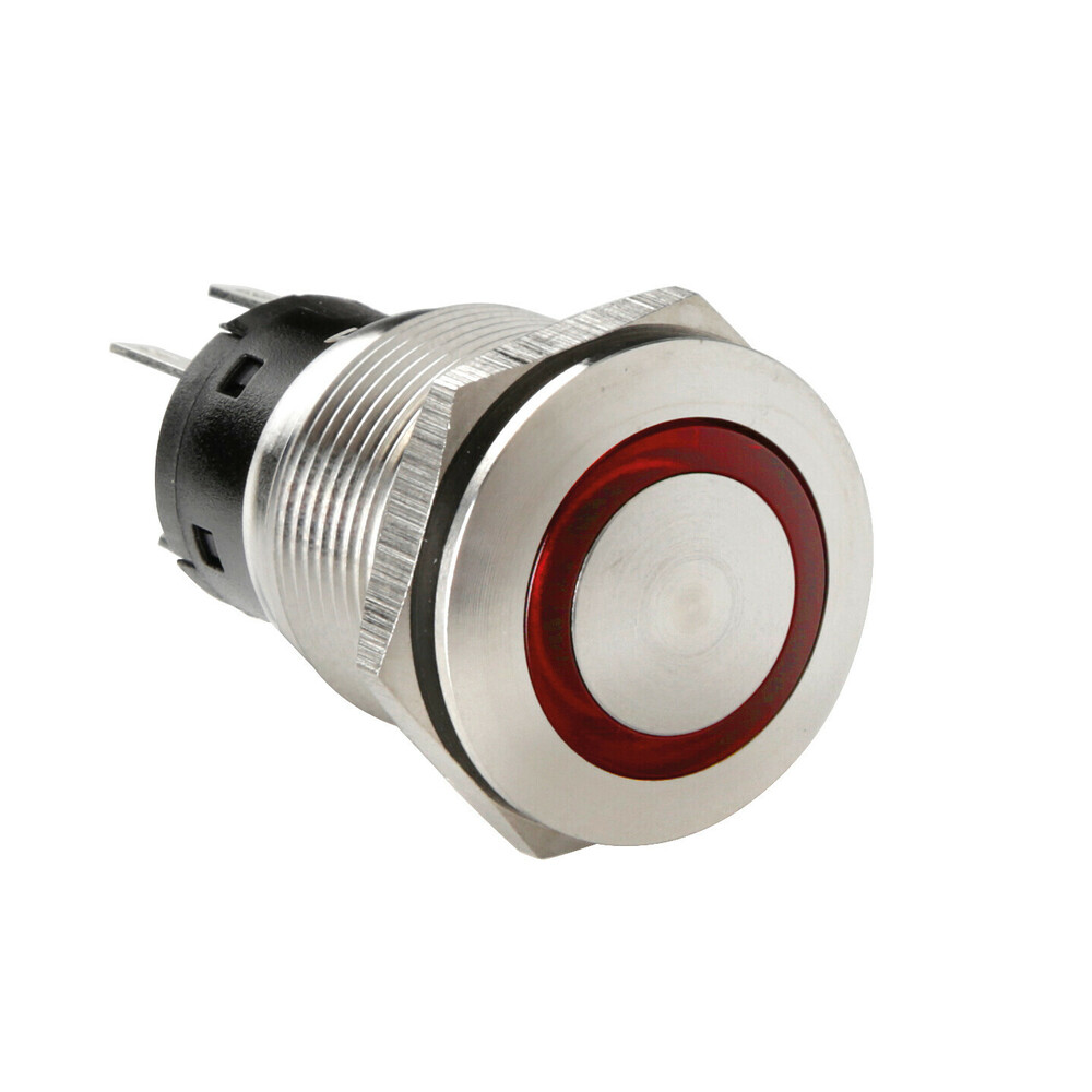 Διακοπτης Μπουτον (button) 12/24V 5AMAX 5PIN IP65 On/off Me LED Κοκκινο Ανοξειδωτο Ατσαλι LAMPA - 1 Tem.