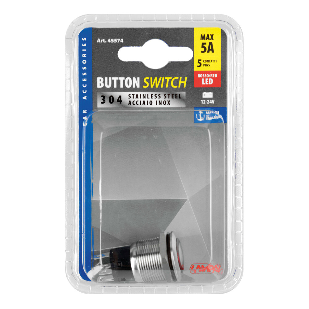 Διακοπτης Μπουτον (button) 12/24V 5AMAX 5PIN IP65 On/off Me LED Κοκκινο Ανοξειδωτο Ατσαλι​ LAMPA - 1 Tem. - Thumbnail 6
