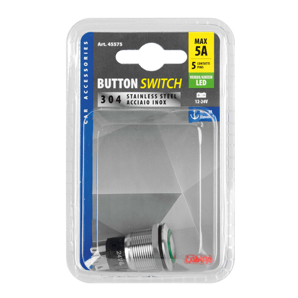 Διακοπτης Μπουτον (button) 12/24V 5AMAX 5PIN IP65 On/off Me LED Πρασινο Ανοξειδωτο Ατσαλι LAMPA - 1 Tem. - Thumbnail 6