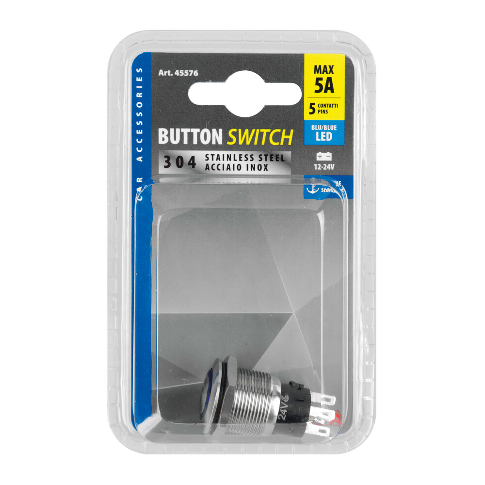 Διακοπτης Μπουτον (button) 12/24V 5AMAX 5PIN IP65 On/off Me LED Μπλε Ανοξειδωτο Ατσαλι LAMPA - 1 Tem. - Thumbnail 6