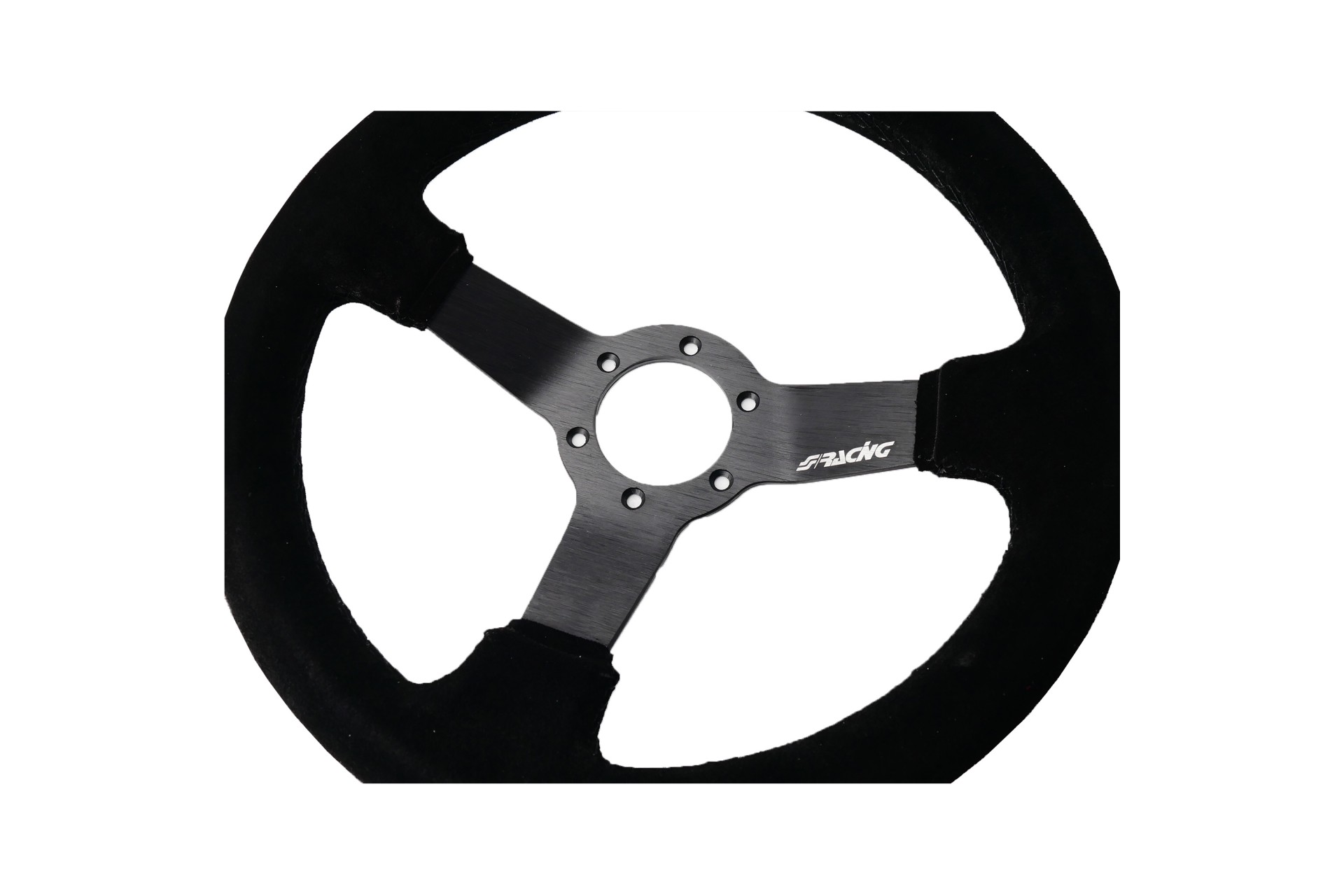 Τιμονι Τριακτινο 320 Mm/παχος 104 Mm/bαθος 47 Mm Μαυρο Σουετ Με Κιτρινη Ριγα SIMONI RACING - 1 Tem. - Thumbnail 3
