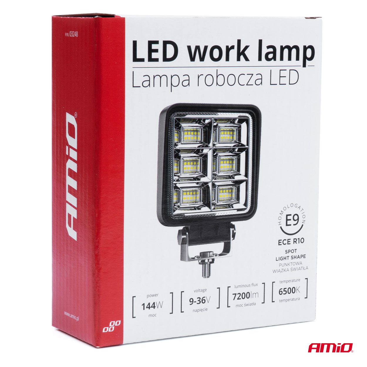 AMIO - Προβολεας Εργασιας Working Lamp 48XSMD 144W 9-36V 110X110X60MM AWL37 - 1 Tem. (03248/AM) - Thumbnail 4