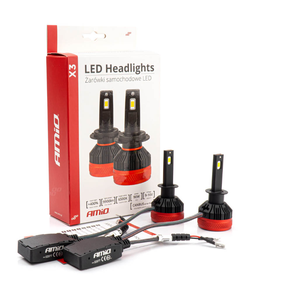 AMIO - Λαμπες LED H1 9-16V 92W 6.500K 9900LM Canbus Με Ανεμιστηρακι X3 Series - 2τεμ. (02977/AM) - Thumbnail 7