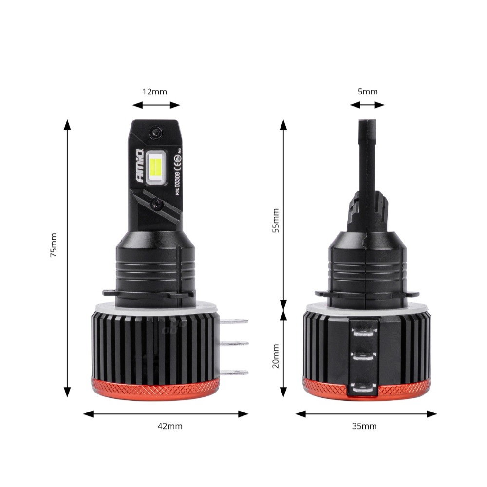 AMIO - Λαμπες LED H15 9-16V 90W 6.500K 9900LM Canbus Με Ανεμιστηρακι X3 Series - 2τεμ. (03309/AM) - Thumbnail 3