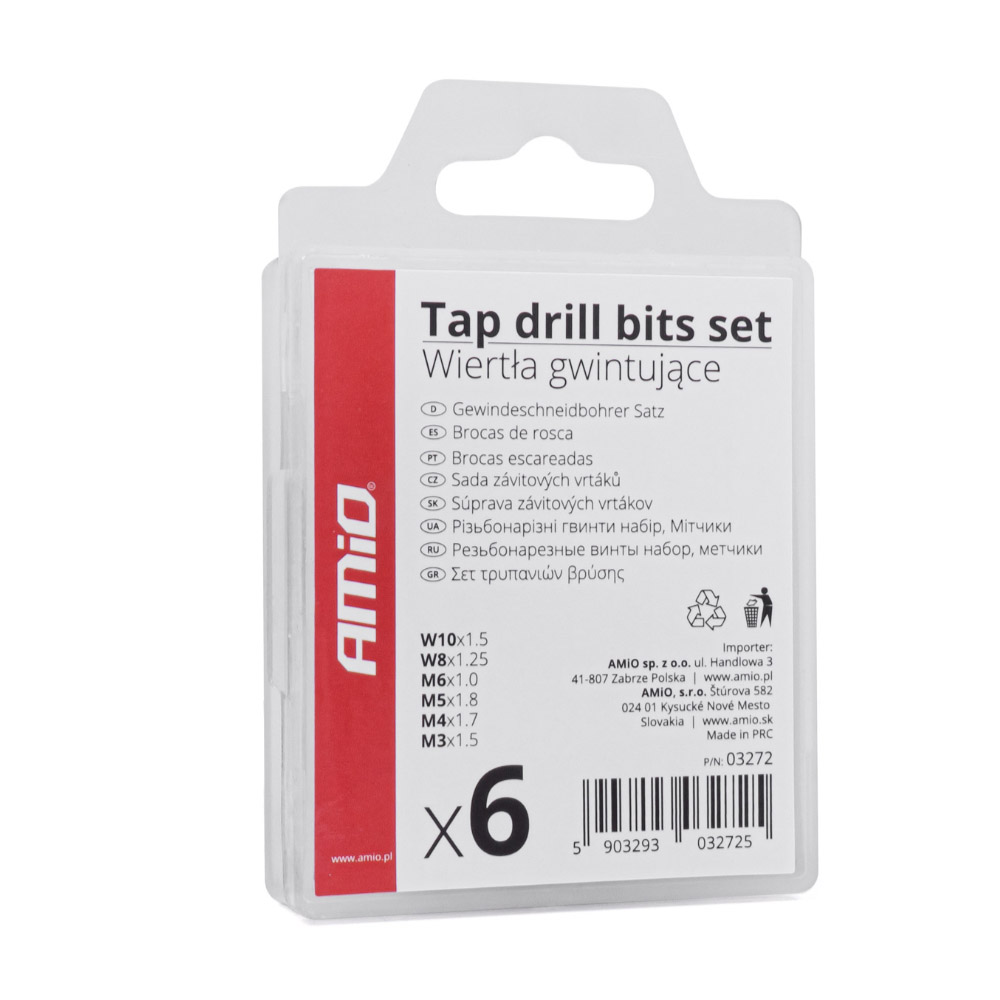 AMIO - Τρυπανια Σετ Με Σπειρωμα M3>M10 Εξαγωνα 1/4' (6,35 Mm) - 6 Tem. (03272/AM) - Thumbnail 4