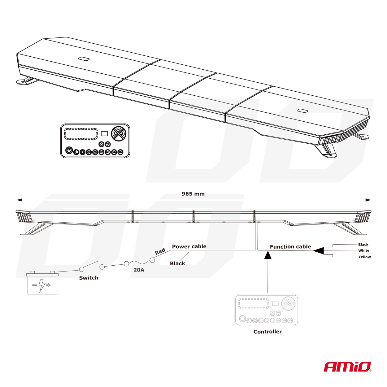 AMIO - Στρομπο Μπαρα 12/24V 156XSMD LED 46'' 51 Χρησεων Με Φις Αναπτηρα Βιδωτη 1168X280X82MM​ - 1 Tem. (03344/AM) - Thumbnail 6