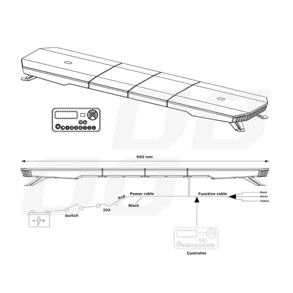 AMIO - Στρομπο Μπαρα 12/24V 180XSMD LED 54'' 51 Χρησεων Με Φις Αναπτηρα Βιδωτη 1372X280X82MM​ - 1 Tem. (03345/AM) - Thumbnail 7