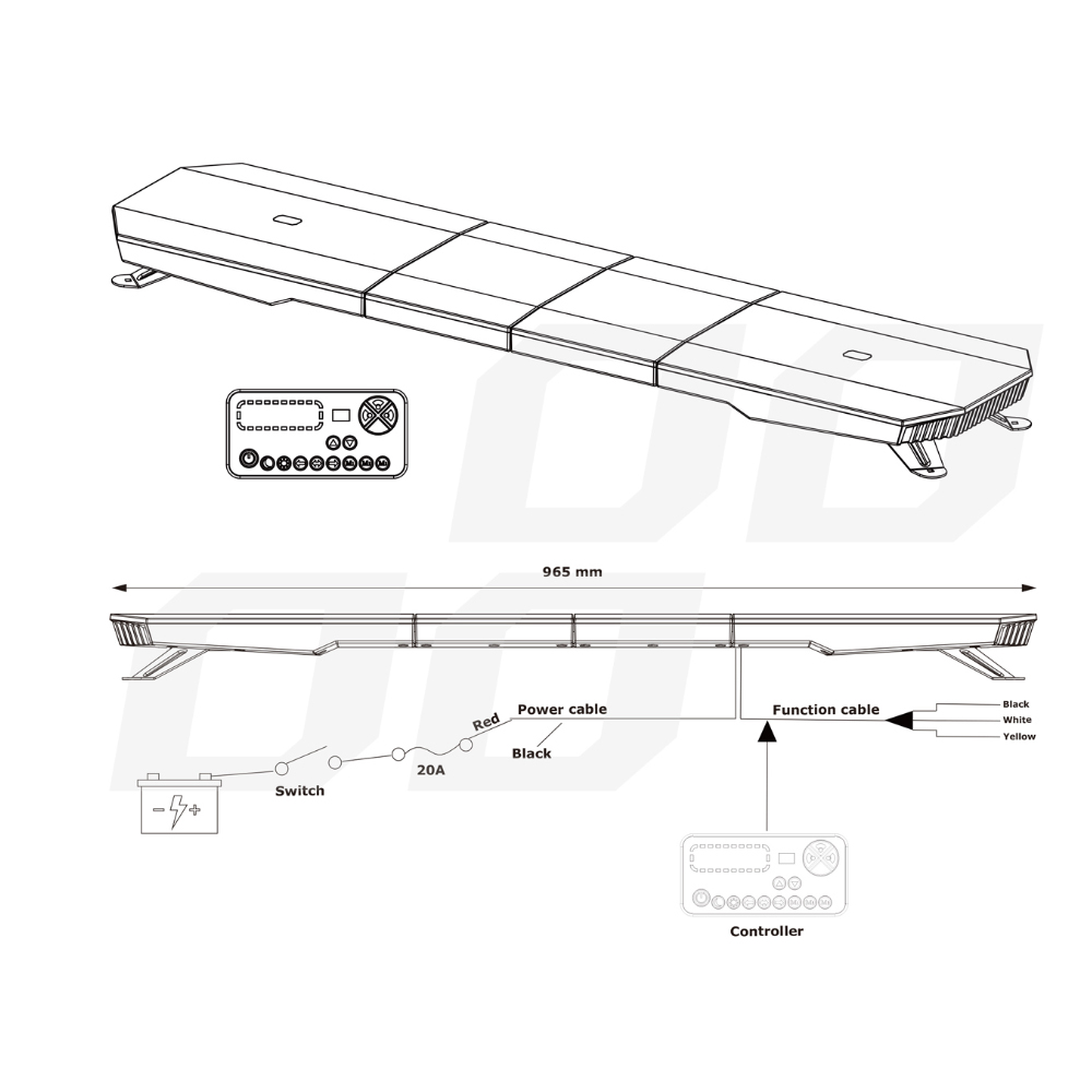 AMIO - Στρομπο Μπαρα 12/24V 51 Χρησεων 132XSMD Πορτοκαλι LED 38" Με Φις Αναπτηρα Βιδωτh 965X280X82MM - 1 Tem. (03343/AM) - Thumbnail 5