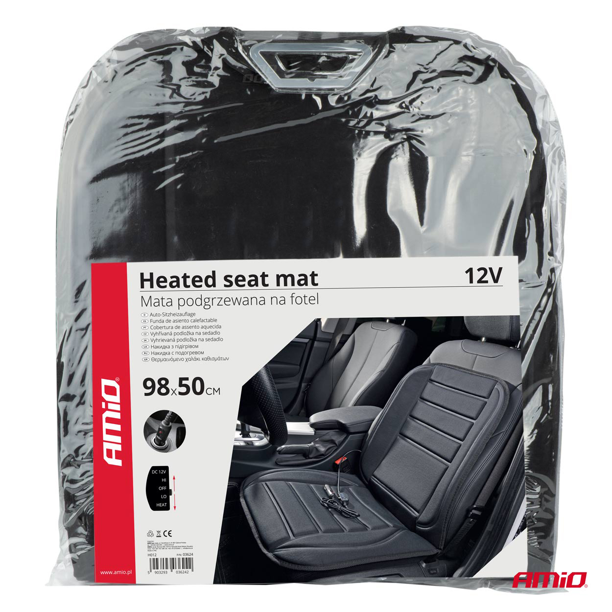 AMIO - Πλατοκαθισμα Θερμαινομενο 12V 98X50CM Αφρωδες Υλικο Και Υφασμα Μαυρο - 1 Τεμ. (03624/AM) - Thumbnail 9