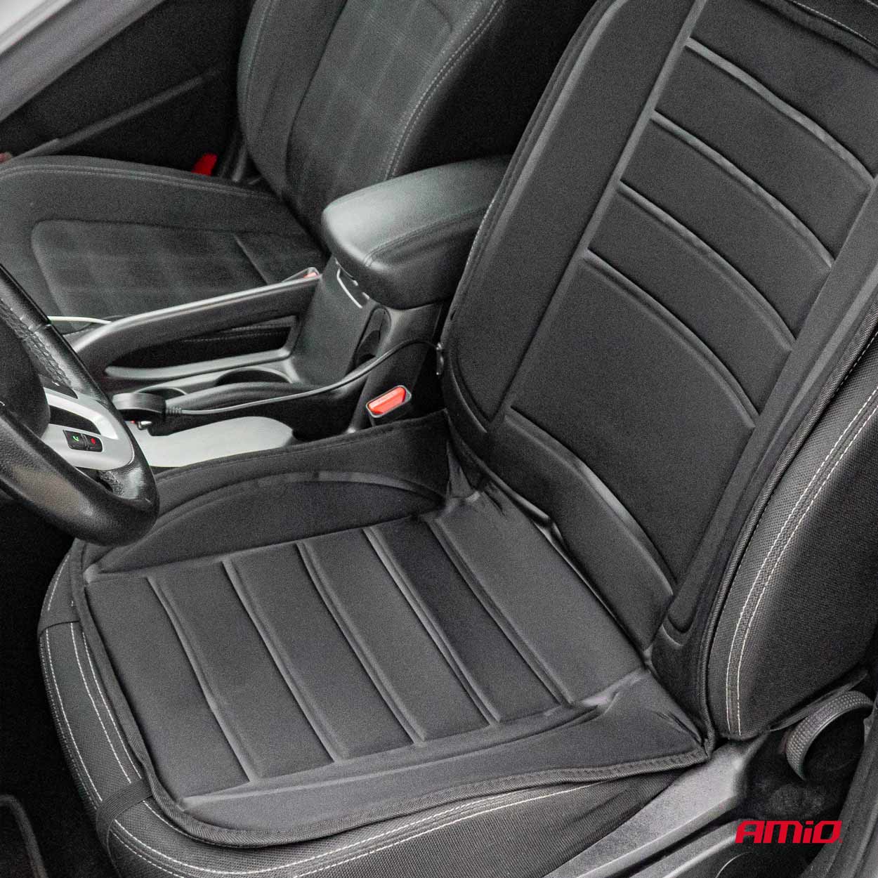 AMIO - Πλατοκαθισμα Θερμαινομενο 12V 98X50CM Αφρωδες Υλικο Και Υφασμα Μαυρο - 1 Τεμ. (03624/AM) - Thumbnail 2