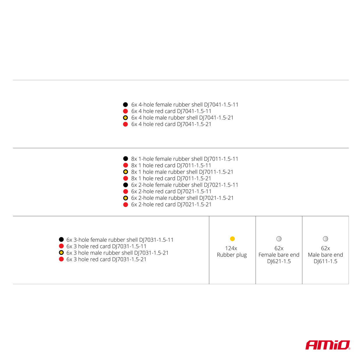 AMIO - Φις & Βυσματα Καλωδιων 6 Τυπων 12/24V Αρσενικα Και Θηλυκα Σετ - 352 Τεμ. (03035/AM) - Thumbnail 4