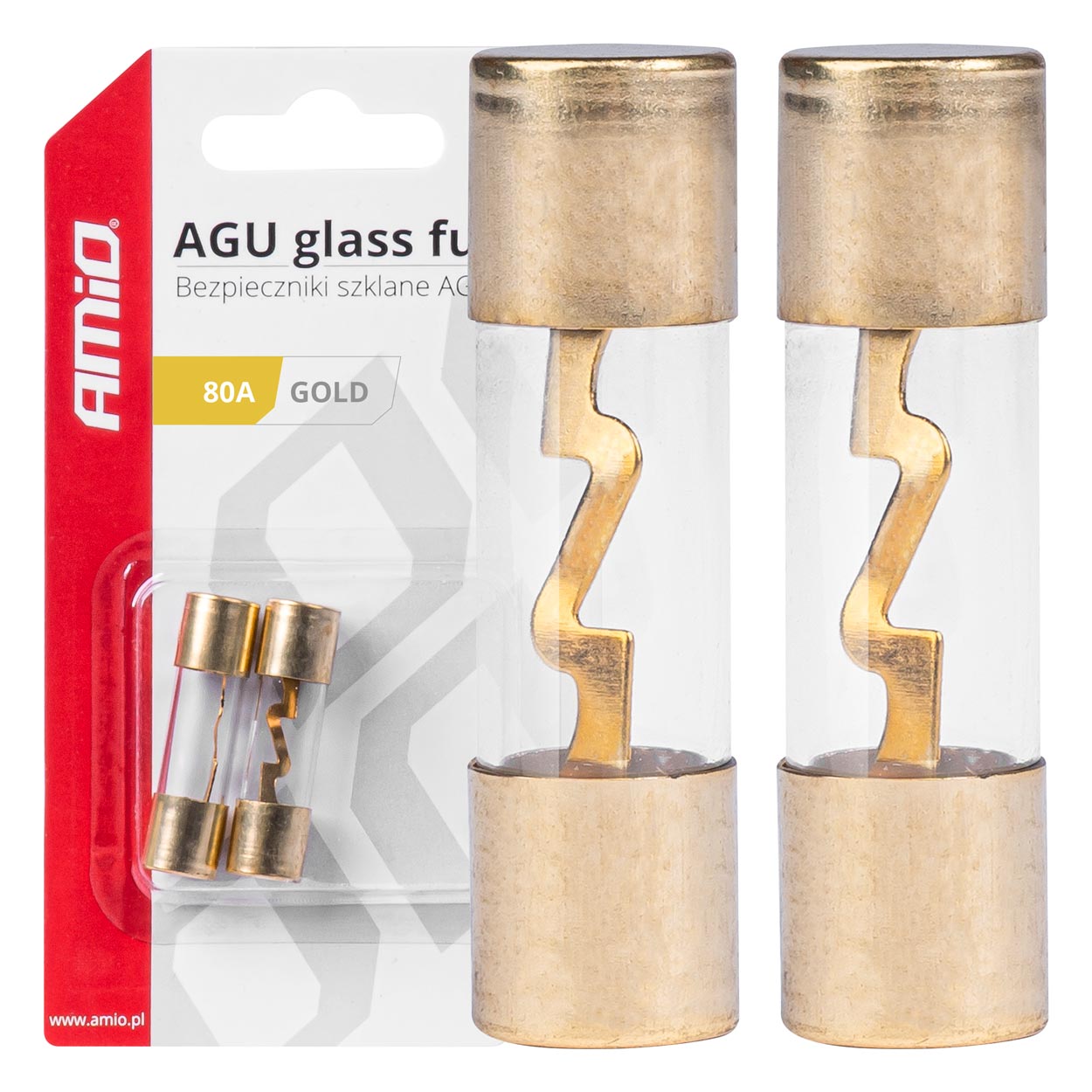 Amio - ΑΣΦΑΛΕΙΕΣ ΓΥΑΛΙΝΕΣ AGU AGU 80A 38x10,3mm - 2 ΤΕΜ. (03488/AM)