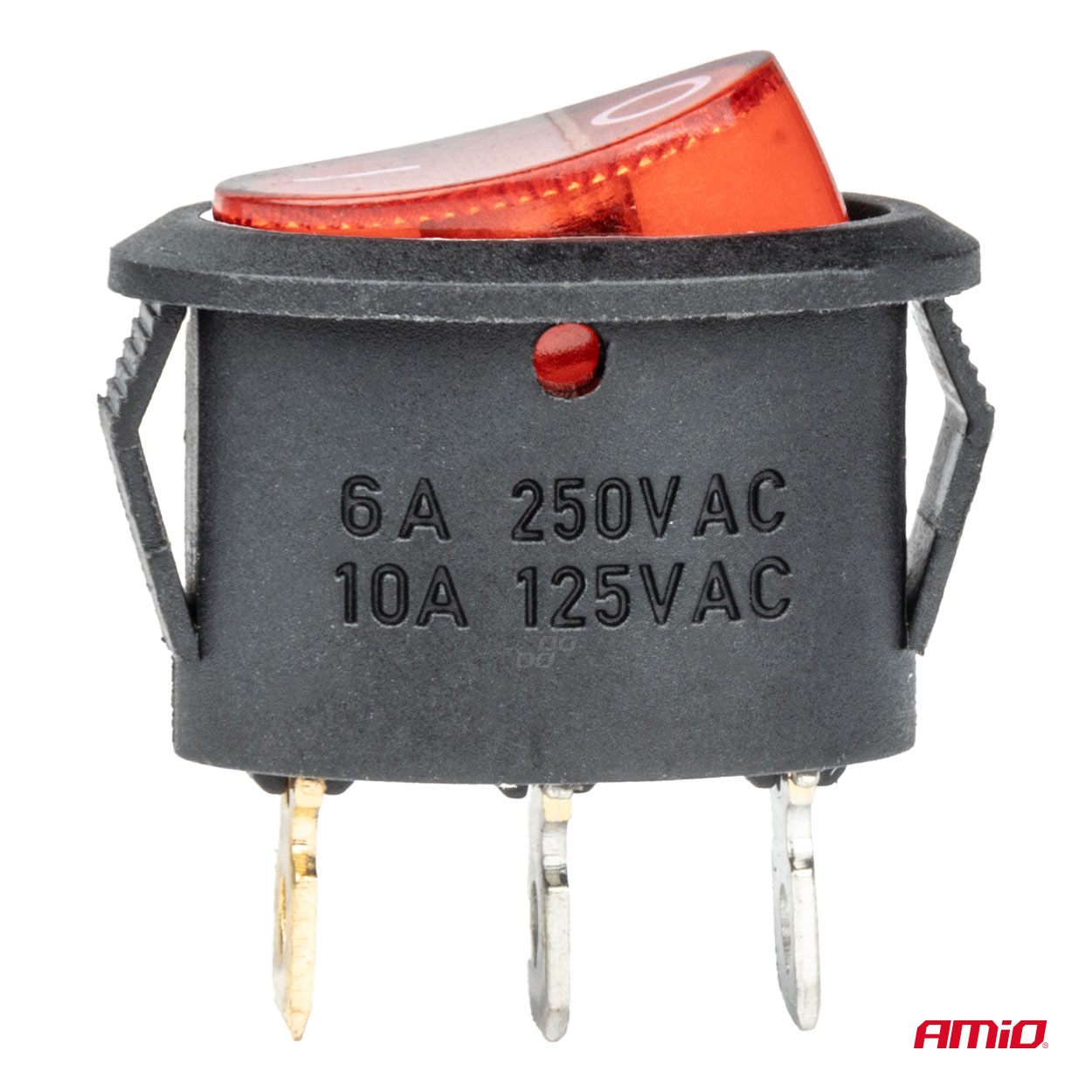AMIO - Διακοπτης On/off 3 Επαφων 12V 230A Οβαλ Κοκκινος Φωτισμος - 1 Τεμ. (03612/AM) - Thumbnail 3