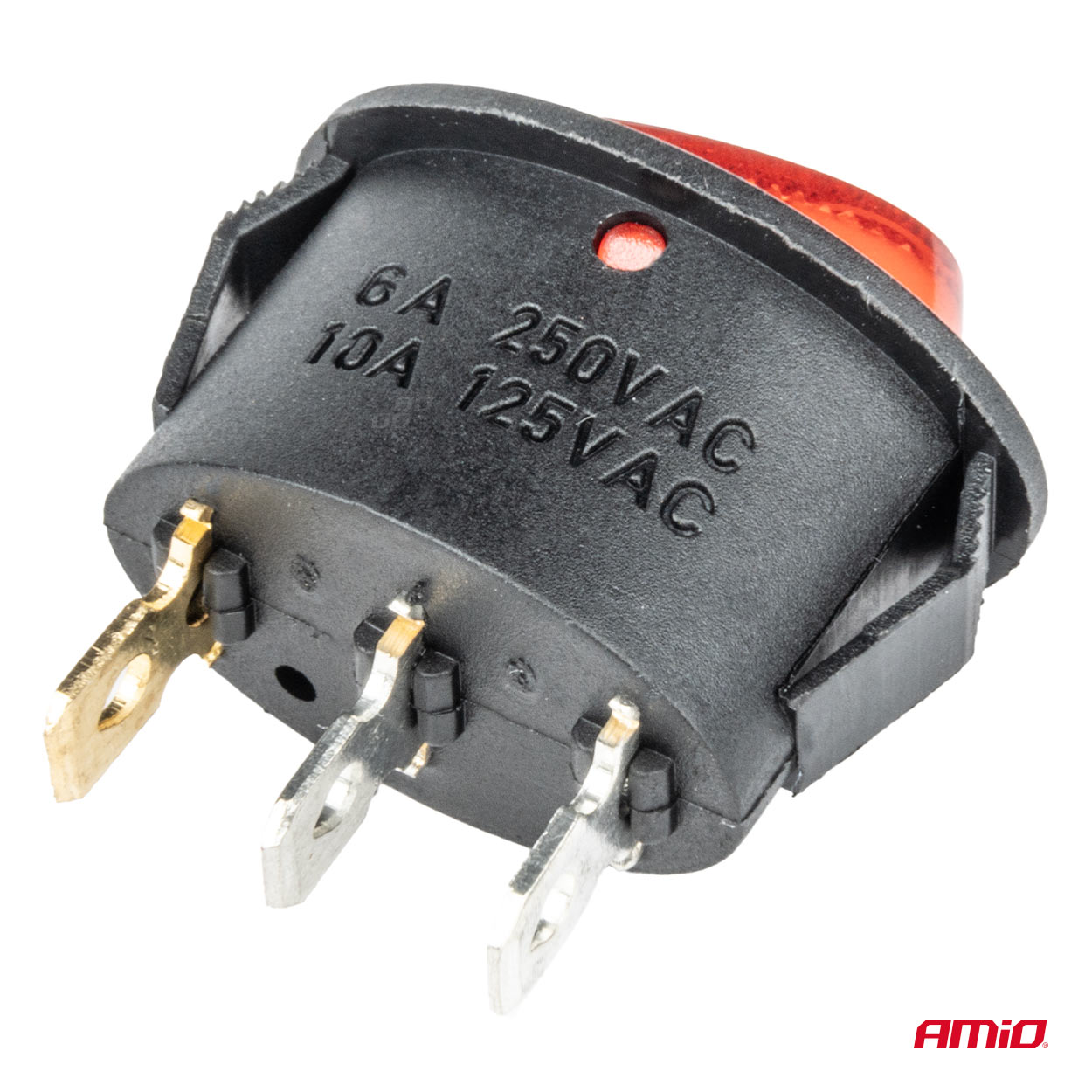 AMIO - Διακοπτης On/off 3 Επαφων 12V 230A Οβαλ Κοκκινος Φωτισμος - 1 Τεμ. (03612/AM) - Thumbnail 4