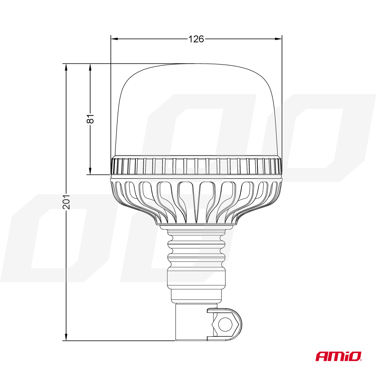 AMIO - Φαρος Diamont W25P Με Λευκο Καπακι 12/24V 24XSMD LED Πορτοκαλι Ελαστικος Βιδωτος 201X126MM - 1 Τεμ. (03338/αμ) - Thumbnail 6
