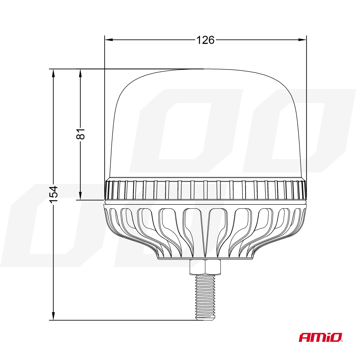 AMIO - Φαρος Diamont W25SB Με Λευκο Καπακι 12/24V 24XSMD LED Πορτοκαλι Βιδωτος 154X126MM - 1 Τεμ. (03339/AM) - Thumbnail 4