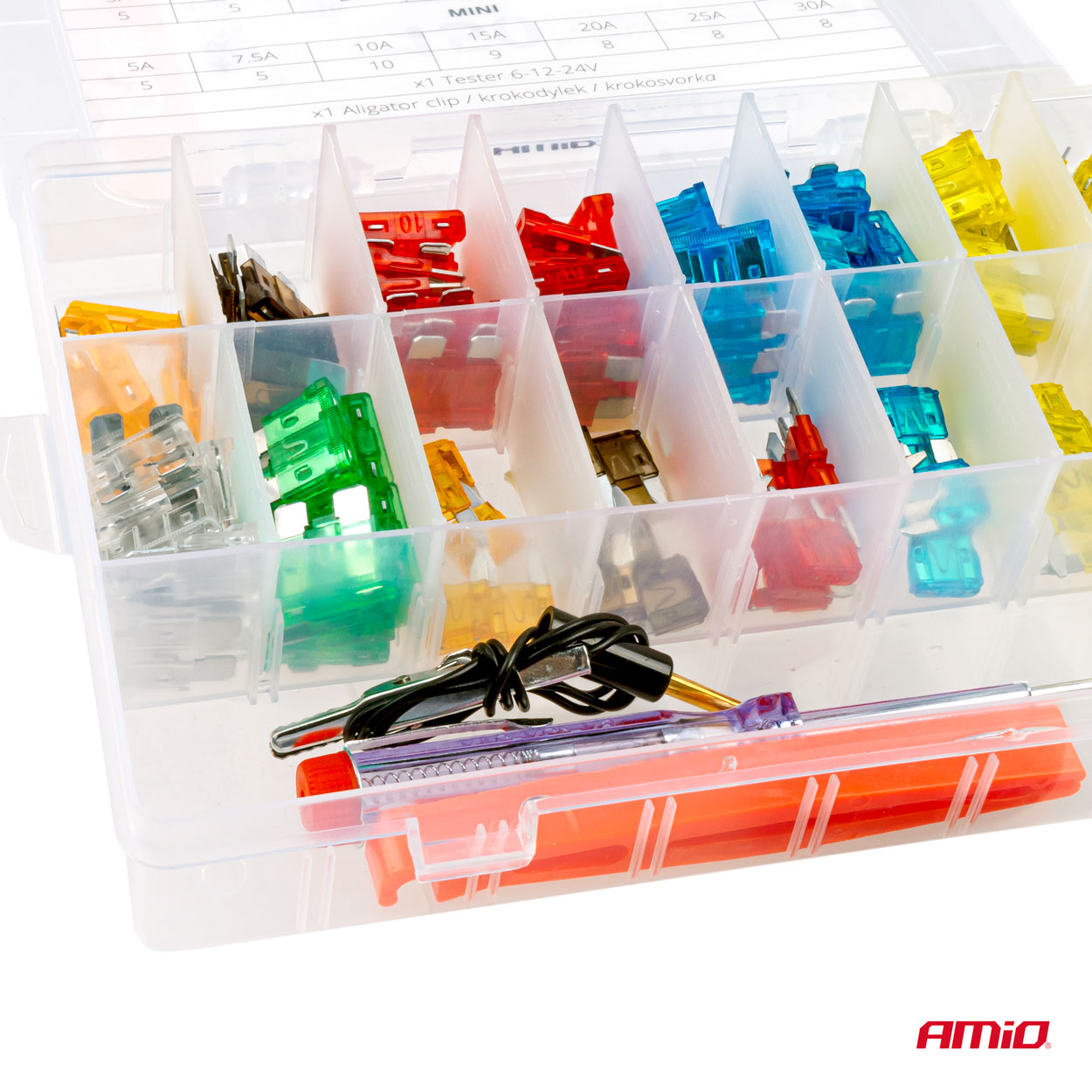 AMIO - Ασφαλειες Standard/micro Με Δοκιμαστικο Κατσαβιδι 6-24V & Εργαλειο Αφαιρεσης Set - 150 Τεμ. (03037/AM) - Thumbnail 2
