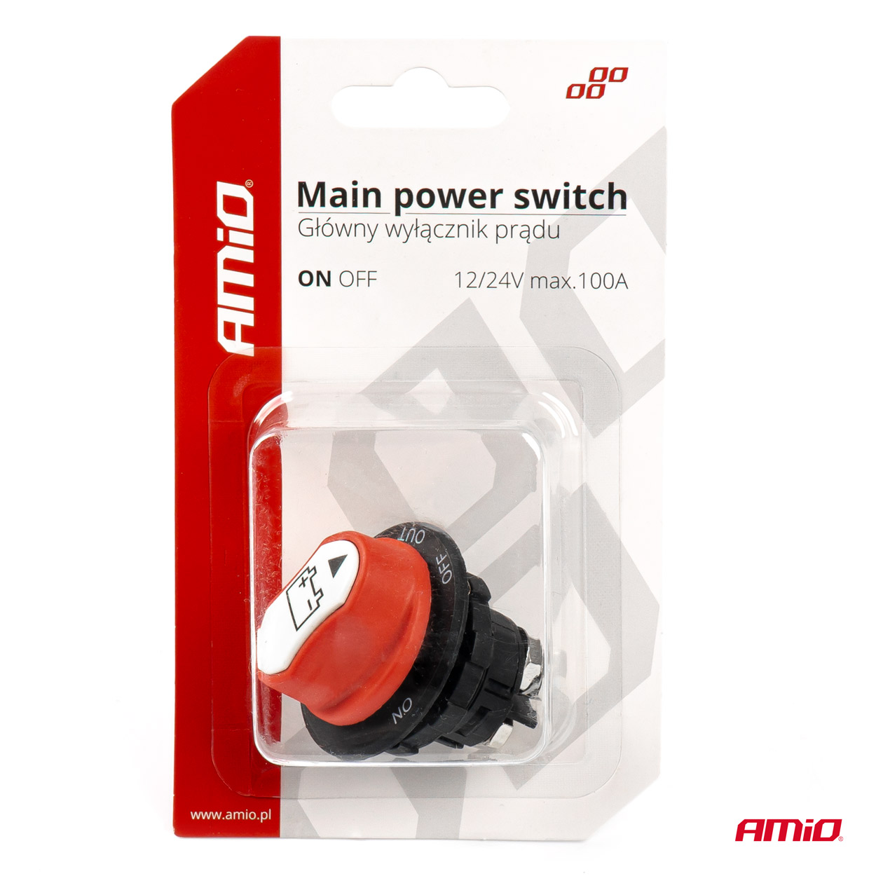 AMIO - Διακοπτης Power-off Μπαταριας Γενικου Ρευματος 12>32V MAX100A Preak 500A 29MM 3 Λειτουργιων - 1 Τεμ. (03026/AM) - Thumbnail 4