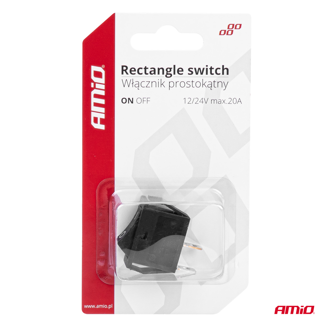 AMIO - Διακοπτης On/off 2 Επαφων 12V 20A 10MM X 26MM Μαυρος - 1 Τεμ. (03081/AM) - Thumbnail 5