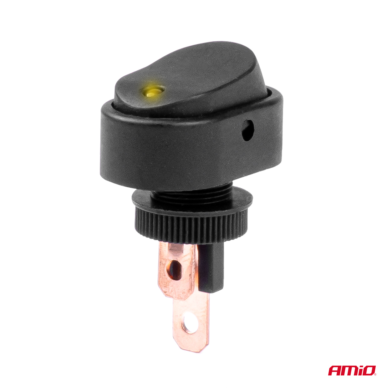 AMIO - Διακοπτης On/off 3 Επαφων Με LED Κιτρινο 12/24V Φ12MM 30A Με Σπειρωμα Οβαλ - 1 Τεμ. (03088/AM) - Thumbnail 2