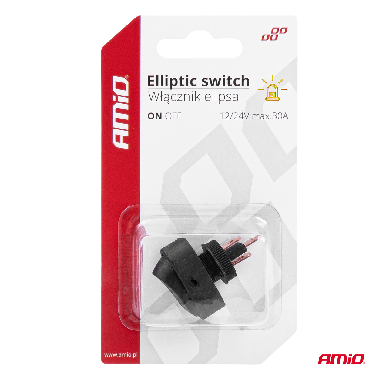 AMIO - Διακοπτης On/off 3 Επαφων Με LED Κιτρινο 12/24V Φ12MM 30A Με Σπειρωμα Οβαλ - 1 Τεμ. (03088/AM) - Thumbnail 6