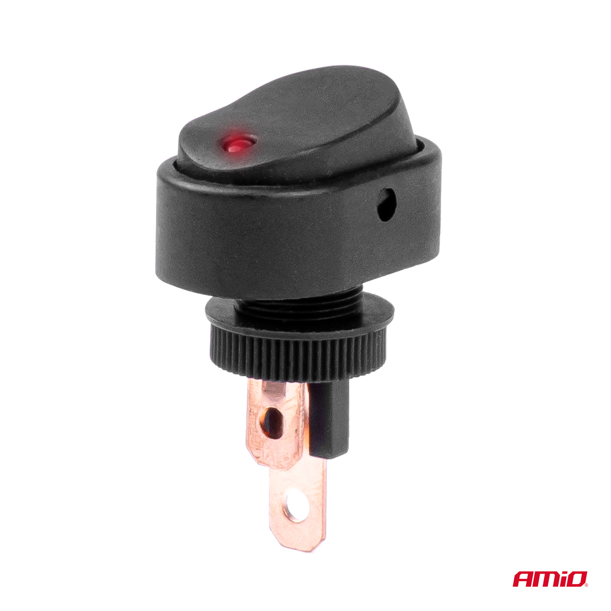 AMIO - Διακοπτης On/off 3 Επαφων Με LED ΚΟΚΚΙΝΟ12/24V Φ12MM 30A Με Σπειρωμα Οβαλ - 1 Τεμ. (03089/AM) - Thumbnail 2