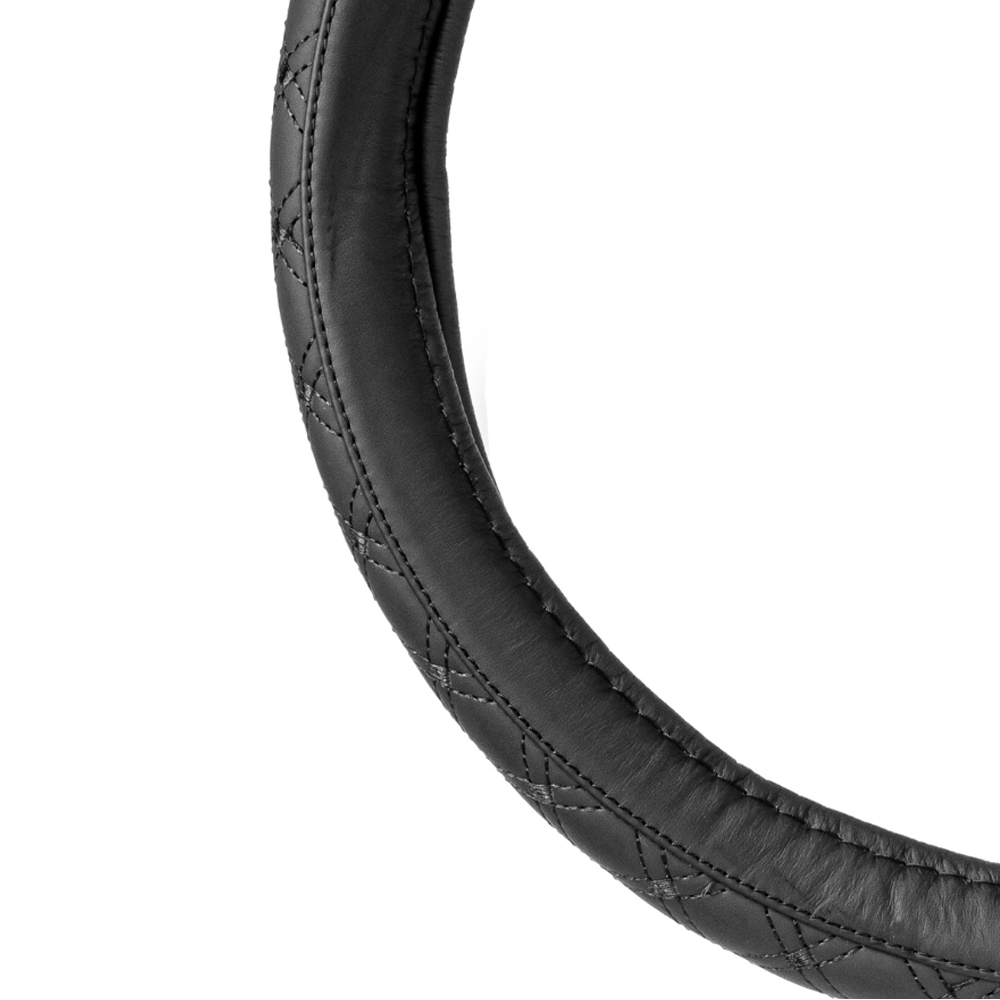 AMIO - Καλυμμα Τιμονιου Απο Τεχνοδερμα (l) 39-41CM SWC-51-L Σε Μαυρο Χρωμα Με Μαυρες Ραφες - 1 Τεμ. (03562/AM) - Thumbnail 2
