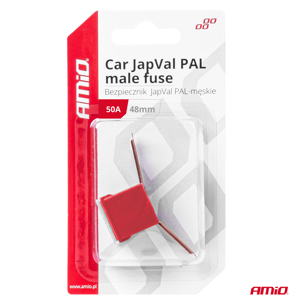 AMIO - Ασφαλεια Japval Pal Αρσενικη 48MM 50A Σε Κοκκινο Χρωμα - 1 Τεμ. (03420/AM) - Thumbnail 3