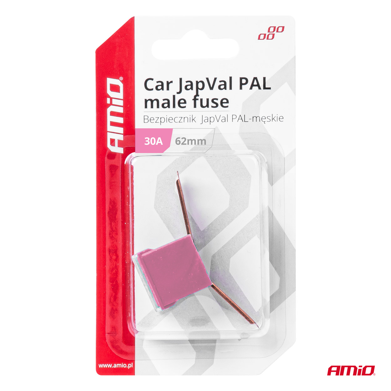 AMIO - Ασφαλεια Japval Pal Αρσενικη 62MM 30A Σε Ροζ Χρωμα - 1 Τεμ. (03427/AM) - Thumbnail 3